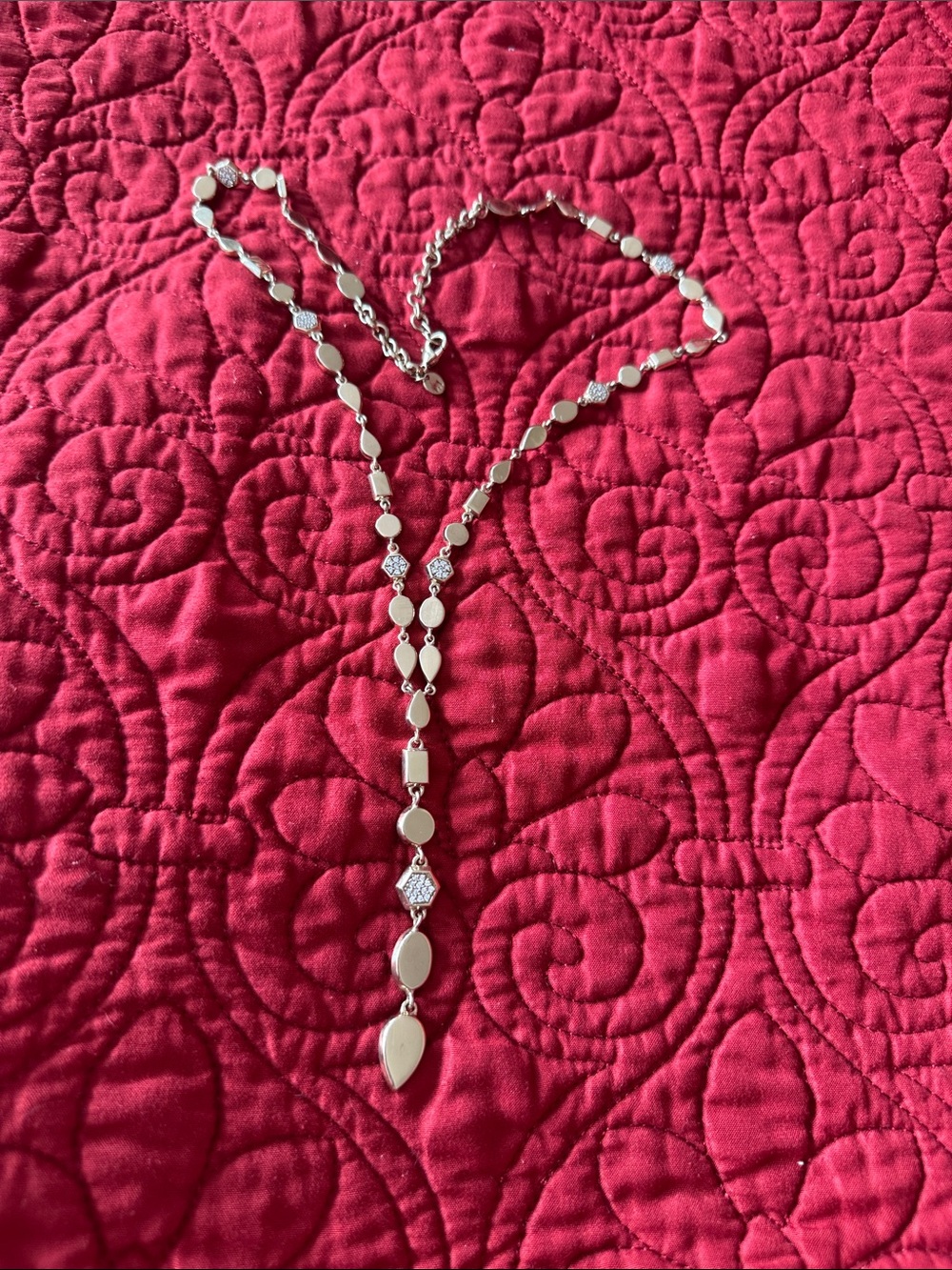 Melinda Maria Gold- Tone Y Necklace with Mixed Geometric Drops